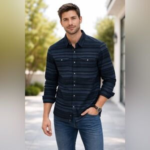 Frye Black Night Combo Western Pattern Button Down Shirt Men’s M new with tags